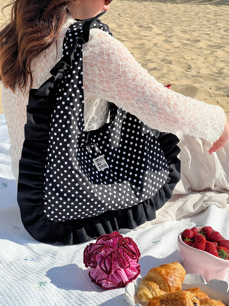 Sac froufrou pois noir