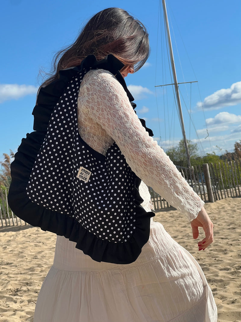 Sac froufrou pois noir