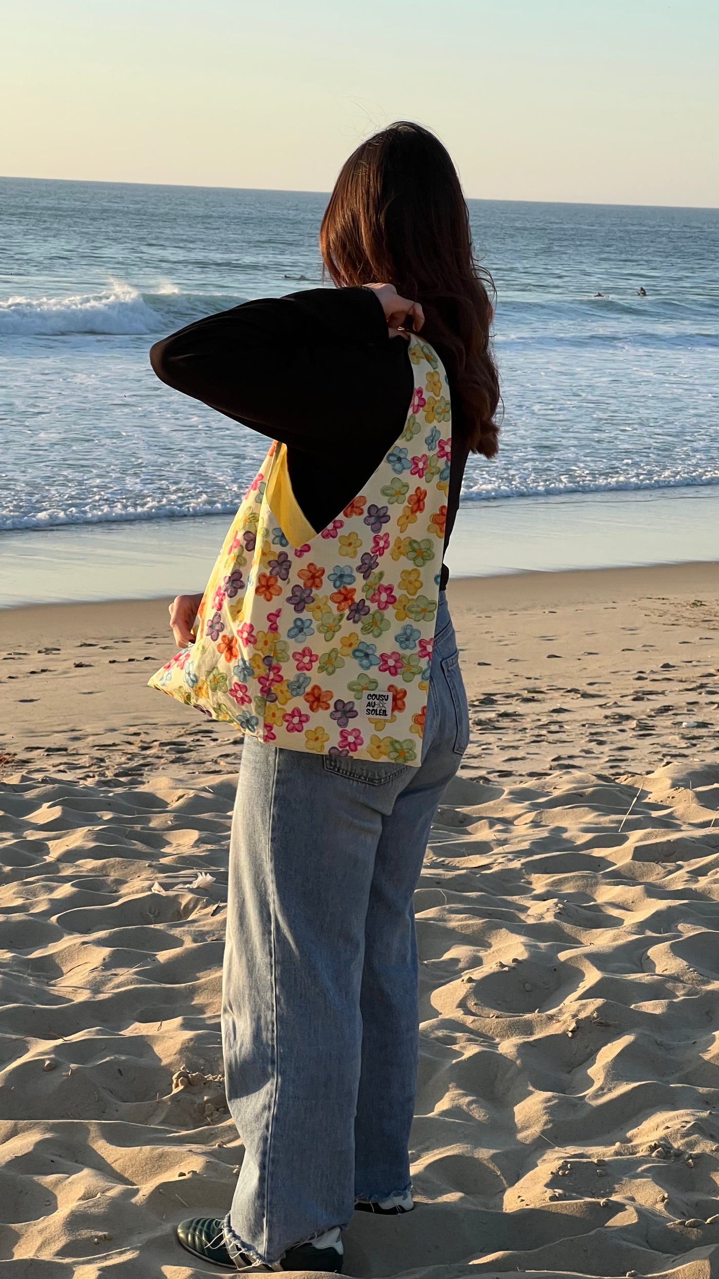 Joli cabas fleur + jaune